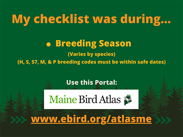 Choose this link if your checklist was during Breeding Season